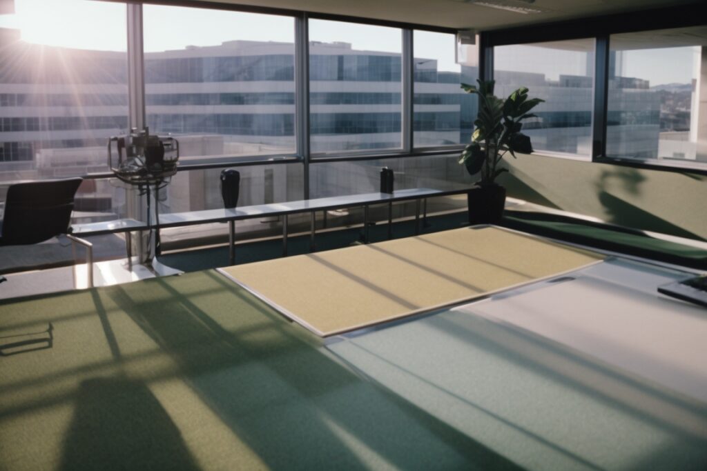 Oakland office with sunlight filtering through commercial window film
