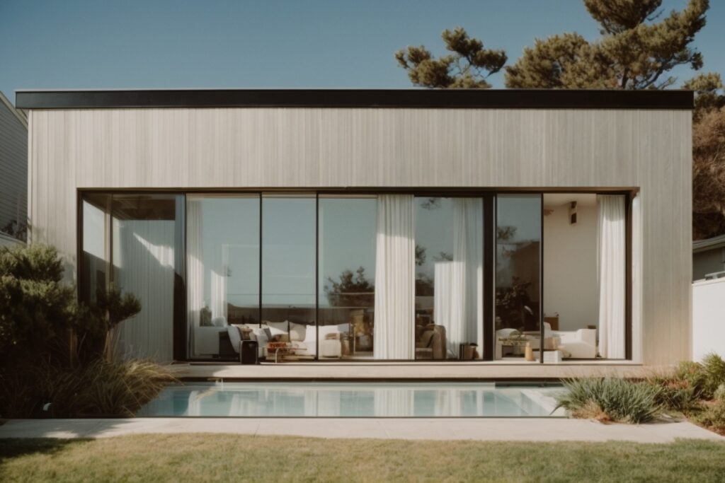 Oakland home interior with low-e glass film blocking sun
