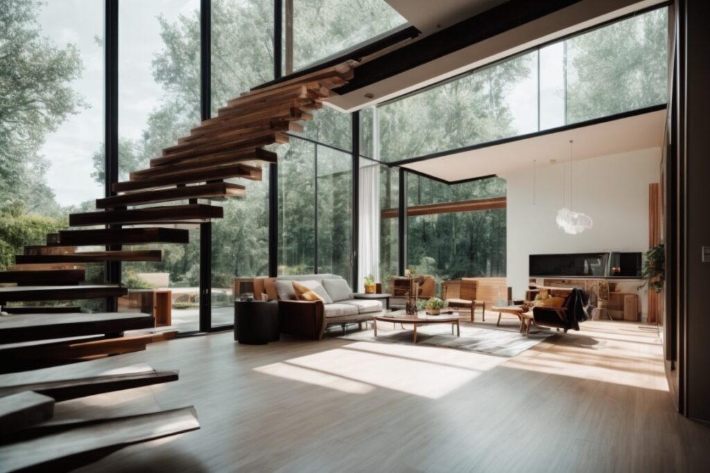 modern home interior with energy-saving window film installed