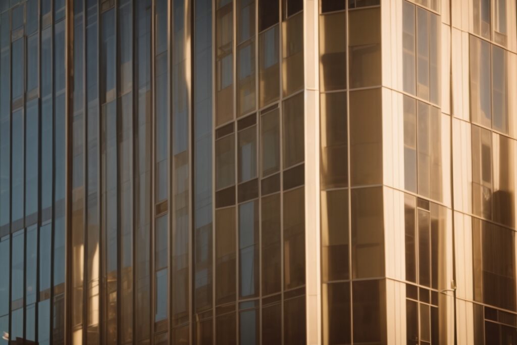 Oakland building exterior with elegantly tinted windows reflecting sunlight
