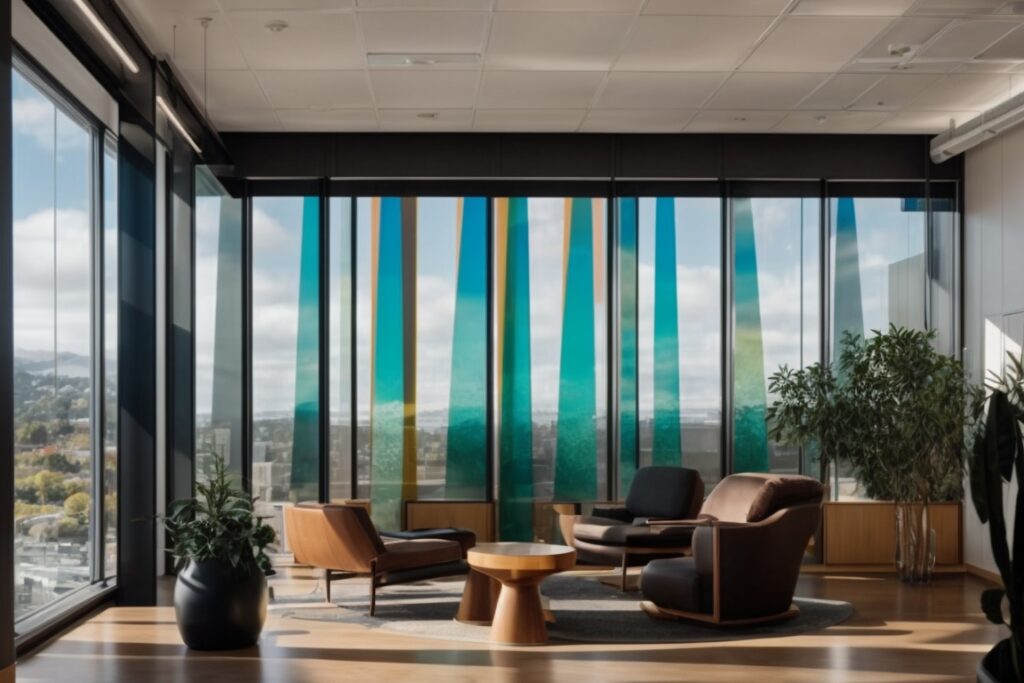 Oakland office with decorative window film for privacy and energy efficiency