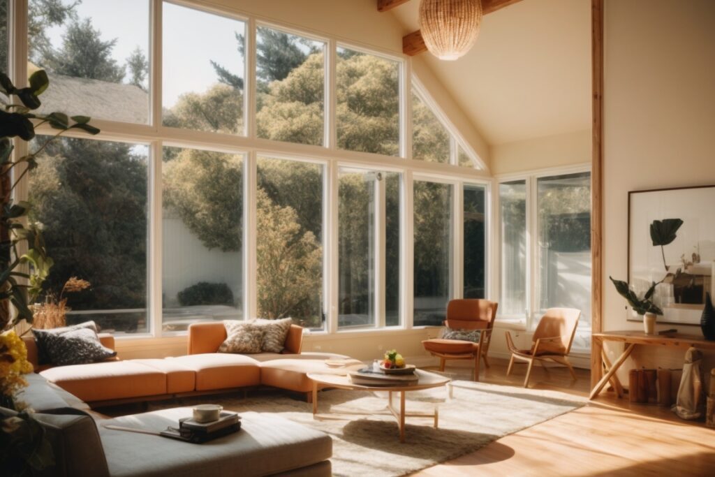 Interior of an Oakland home featuring UV blocking window film, sunny day outside