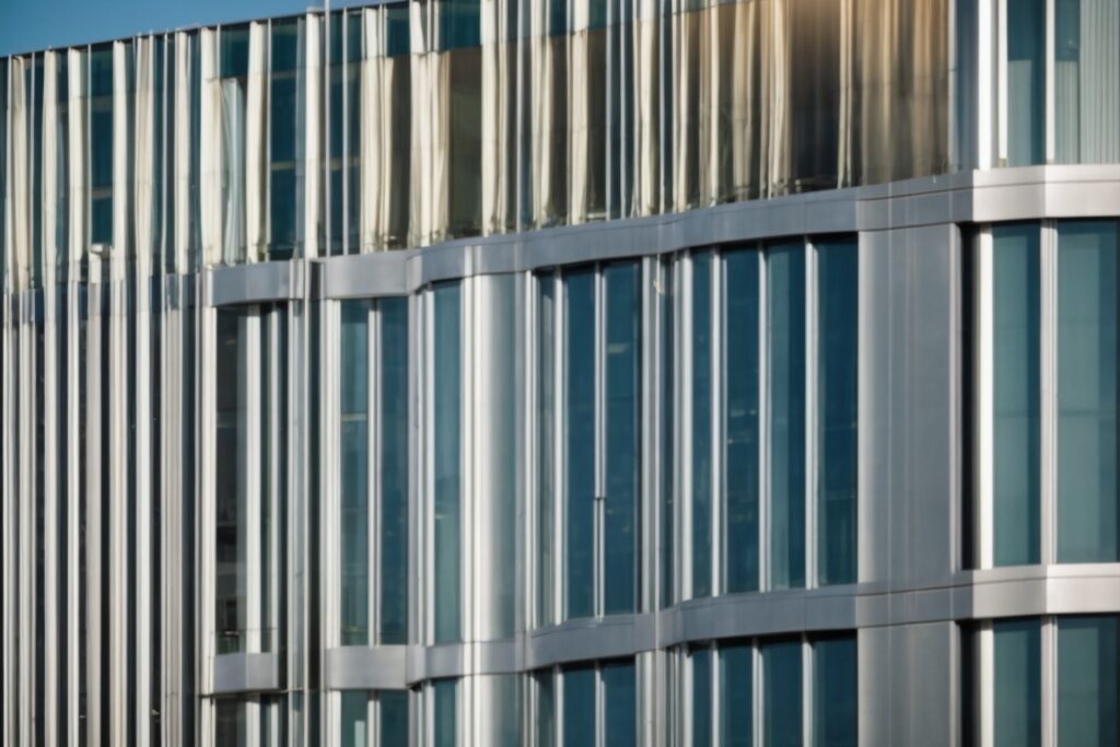 Oakland office building with climate control window film, sunny day