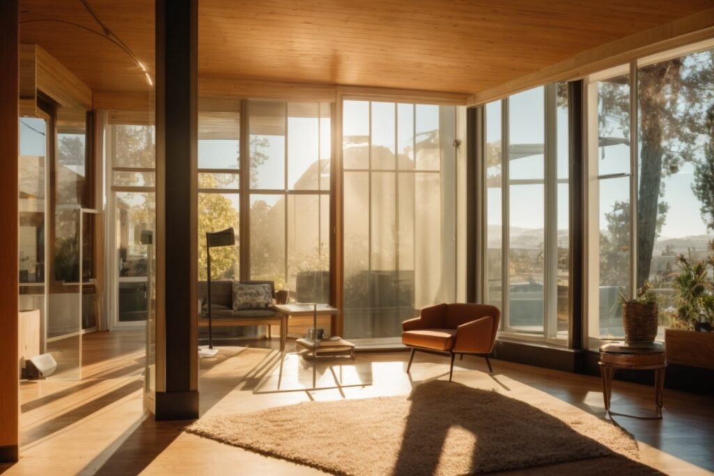 Oakland home interior lit by sunlight through UV window film