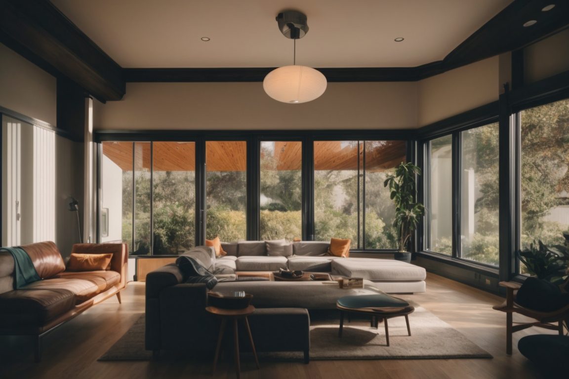 Modern Oakland home interior with frosted window films for privacy