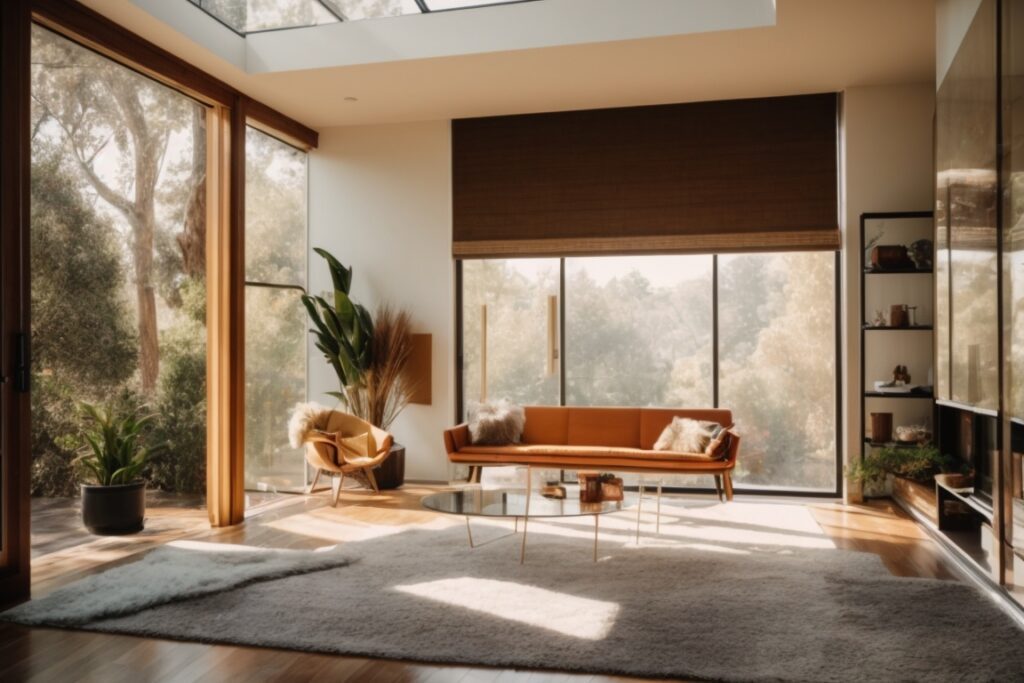 Oakland home interior with sunlight filtering through UV protective window film