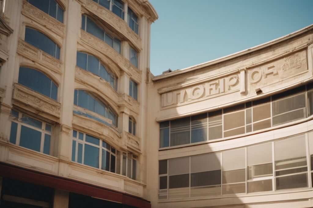 Oakland urban building with opaque windows and UV protective film