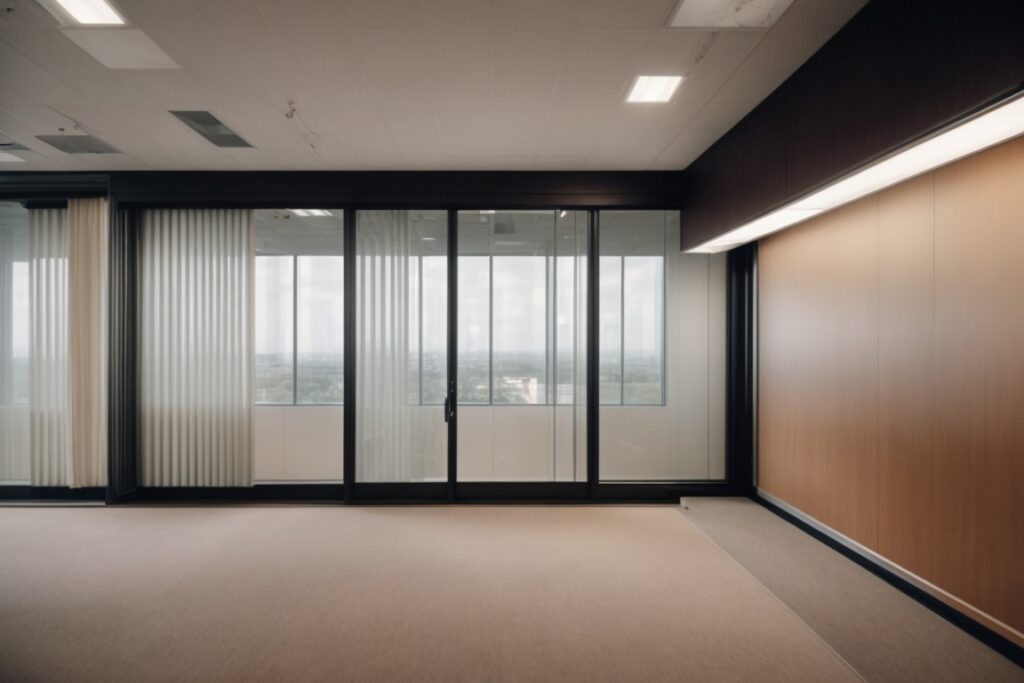 interior of an office with heat reduction window film