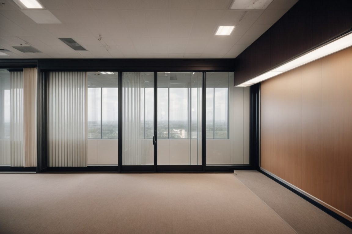 interior of an office with heat reduction window film