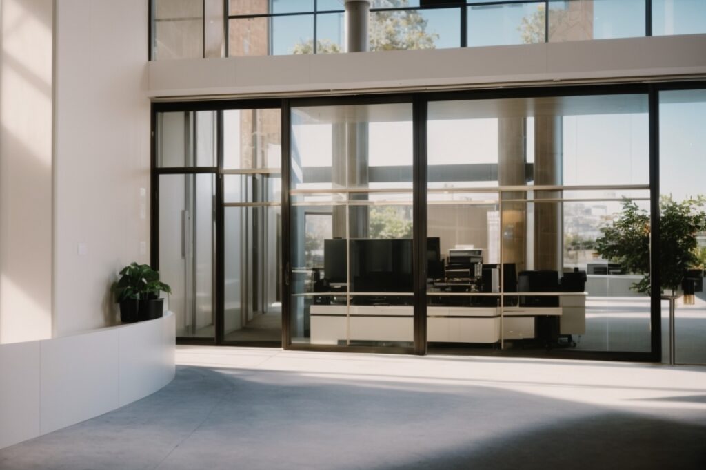 Oakland office interior with large windows and glare reducing films