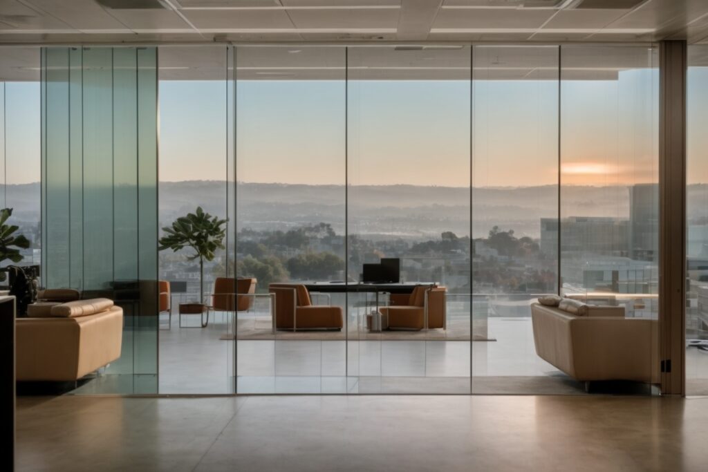 Oakland office with opaque privacy film on glass walls